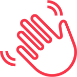 Outline graphic of a hand waving