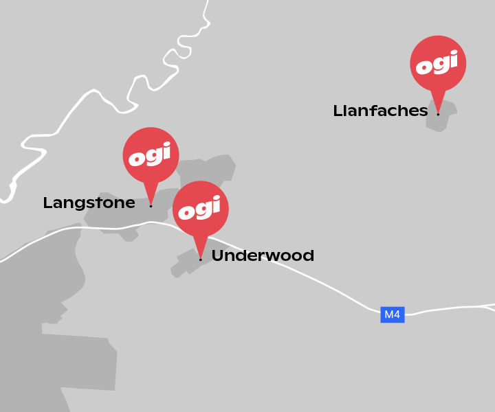 Map wedi darlunio yn dangos trefi a phentrefi yng Nghasnewydd